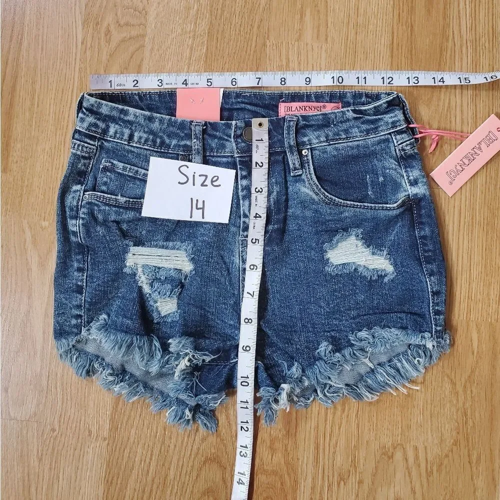 Blank NYC Girls Blue Distressed Denim Shorts